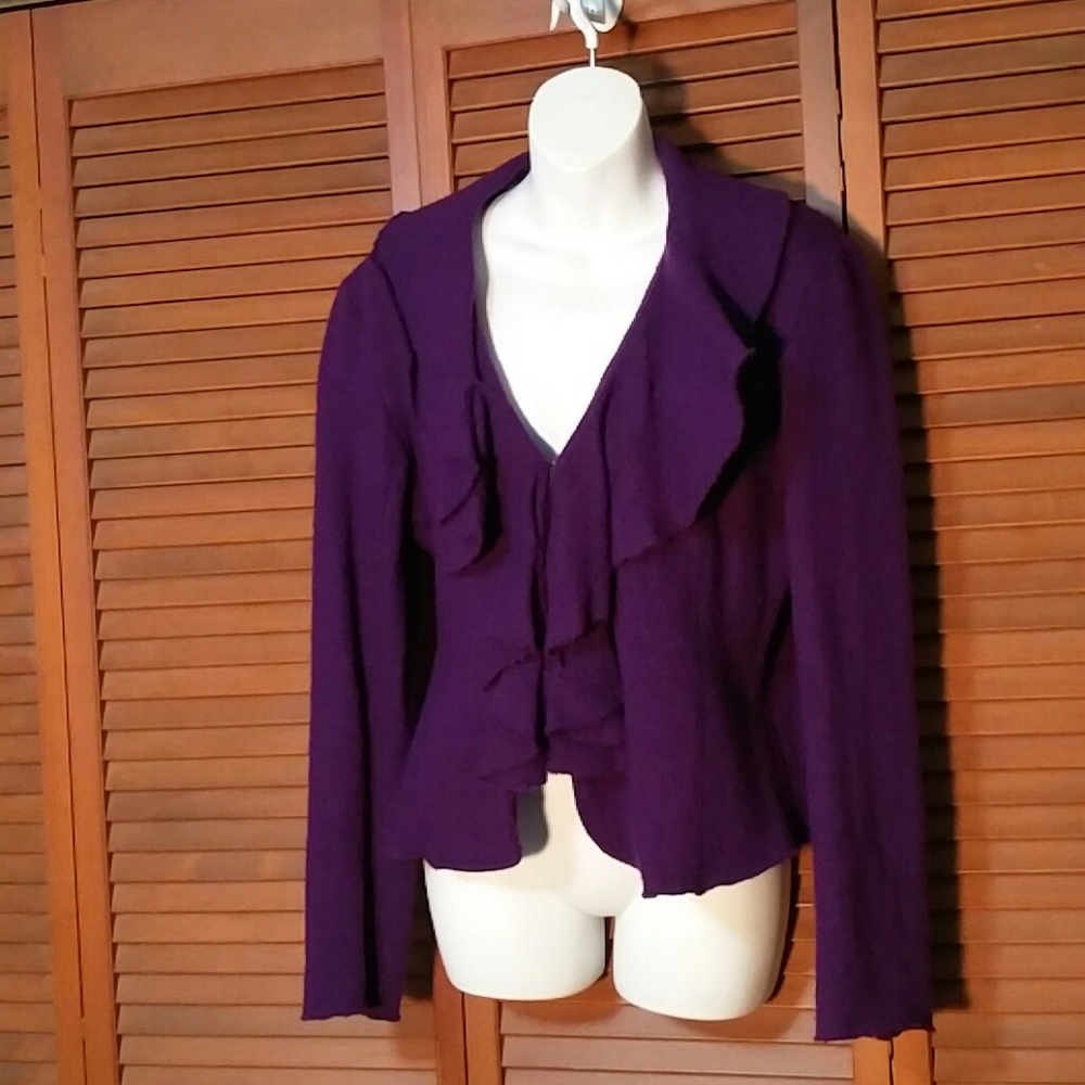 Wool Violet Ruffled Sweater Jacket - image 1